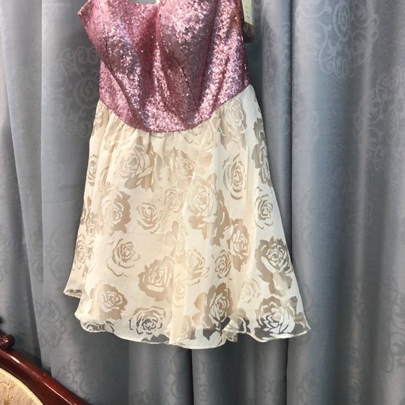 Unique Short Junior Prom Bridesmaid Dress, Size 18 Dusty Rose Pink Rg$499 - Picture 4 of 10